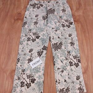 NAUTICA JEANS COMPANY Linen Ankle Crop Pants Womens Size 4‎ Floral Capri Skimmer